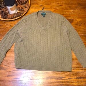 Lauren Ralph Lauren Olive V-Neck Sweater